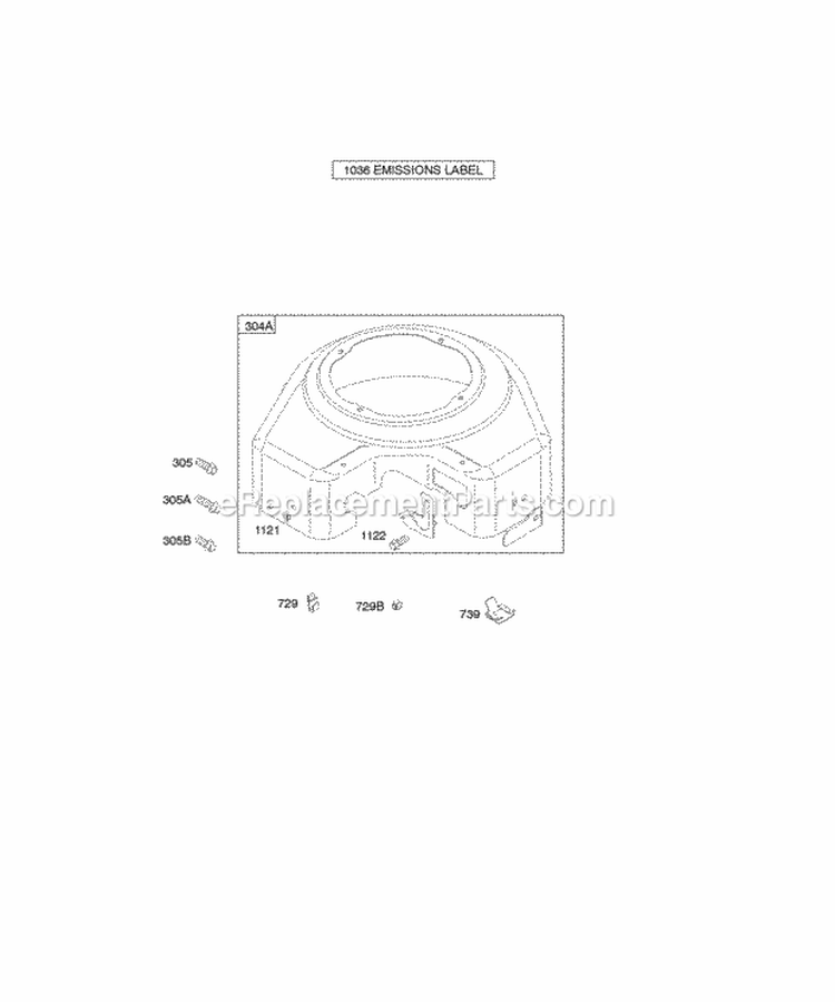 Blower Housing Diagram and Parts List for 294772-0320-01  Briggs and Stratton Engine